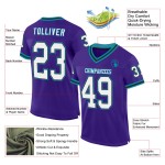 Maglia da football personalizzata retrò nera e viola autentica Maglia da football personalizzata retrò nera e viola autentica