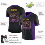 Maglia da football nera personalizzata Drift Mesh viola-oro Maglia da football nera personalizzata Drift Mesh viola-oro