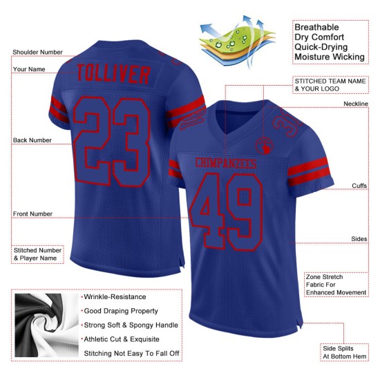 Maglia da calcio personalizzata in maglia Royal Royal-Red Autentica