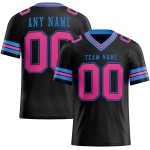 Maglia da calcio a rete blu autentica personalizzata rosa-nero polvere Maglia da calcio a rete blu autentica personalizzata rosa-nero polvere