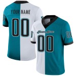 Maglia da calcio in mesh split personalizzata, stile football, verde acqua, nero e bianco Maglia da calcio in mesh split personalizzata, stile football, verde acqua, nero e bianco