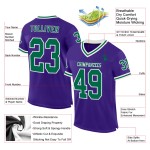 Maglia retrò personalizzata autentica da football in mesh viola verde-bianca Kelly Maglia retrò personalizzata autentica da football in mesh viola verde-bianca Kelly
