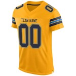 Maglia da football blu navy-cipria autentica personalizzata in oro Maglia da football blu navy-cipria autentica personalizzata in oro