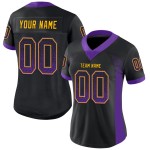 Maglia da football nera personalizzata Drift Mesh viola-oro Maglia da football nera personalizzata Drift Mesh viola-oro