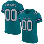 Maglia da calcio personalizzata grigio-blu navy, maglia verde acqua autentica Maglia da calcio personalizzata grigio-blu navy, maglia verde acqua autentica