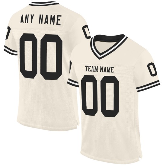 Maglia da football americana autentica personalizzata, nera e bianca, stile retrò Maglia da football americana autentica personalizzata, nera e bianca, stile retrò