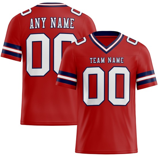 Maglia da football personalizzata autentica bianca e blu navy in rete rossa Maglia da football personalizzata autentica bianca e blu navy in rete rossa