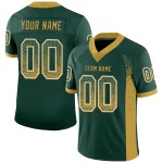 Maglia da football personalizzata Green Mesh Drift Fashion, oro antico e bianco Maglia da football personalizzata Green Mesh Drift Fashion, oro antico e bianco
