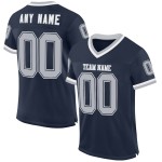 Maglia da calcio personalizzata in maglia grigia e bianca, autentica, retrò, blu navy Maglia da calcio personalizzata in maglia grigia e bianca, autentica, retrò, blu navy