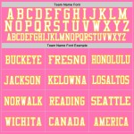 Maglia da football rosa personalizzata in bianco e oro, autentica, retrò Maglia da football rosa personalizzata in bianco e oro, autentica, retrò