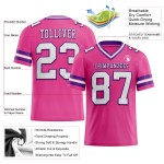 Maglia da football autentica personalizzata in maglia rosa bianco-viola Maglia da football autentica personalizzata in maglia rosa bianco-viola