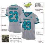 Maglia da football retrò grigia autentica personalizzata in rete verde acqua e nero Maglia da football retrò grigia autentica personalizzata in rete verde acqua e nero