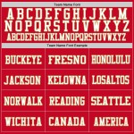 Maglia da football rossa, bianca, personalizzata, autentica, retrò, oro Maglia da football rossa, bianca, personalizzata, autentica, retrò, oro