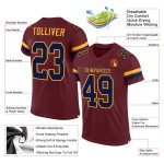 Maglia da football personalizzata autentica in maglia bordeaux blu navy e oro Maglia da football personalizzata autentica in maglia bordeaux blu navy e oro