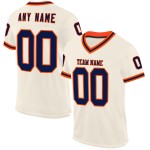 Maglia da football autentica personalizzata Throwback Cream Mesh blu navy-arancione Maglia da football autentica personalizzata Throwback Cream Mesh blu navy-arancione