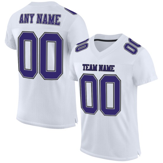 Maglia da football personalizzata viola autentica in maglia bianca grigio-nera Maglia da football personalizzata viola autentica in maglia bianca grigio-nera