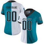 Maglia da calcio in mesh split personalizzata, stile football, verde acqua, nero e bianco Maglia da calcio in mesh split personalizzata, stile football, verde acqua, nero e bianco