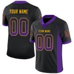 Maglia da football nera personalizzata Drift Mesh viola-oro Maglia da football nera personalizzata Drift Mesh viola-oro