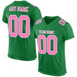 Maglia da calcio autentica personalizzata rosa-bianca in mesh verde erba Maglia da calcio autentica personalizzata rosa-bianca in mesh verde erba
