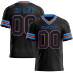 Maglia personalizzata blu-arancio autentica da football in polvere nera Maglia personalizzata blu-arancio autentica da football in polvere nera