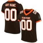 Maglia da football autentica marrone personalizzata in maglia bianca e arancione Maglia da football autentica marrone personalizzata in maglia bianca e arancione