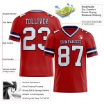 Maglia da football personalizzata autentica bianca e blu navy in rete rossa Maglia da football personalizzata autentica bianca e blu navy in rete rossa