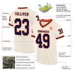 Maglia da football autentica personalizzata Throwback Cream Mesh blu navy-arancione Maglia da football autentica personalizzata Throwback Cream Mesh blu navy-arancione