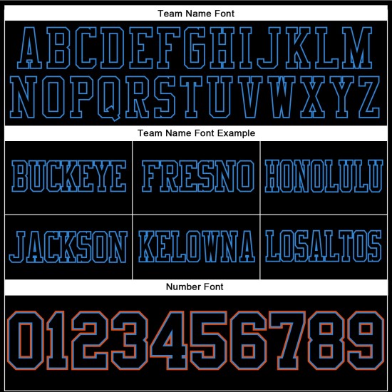 Maglia personalizzata blu-arancio autentica da football in polvere nera Maglia personalizzata blu-arancio autentica da football in polvere nera