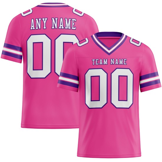 Maglia da football autentica personalizzata in maglia rosa bianco-viola Maglia da football autentica personalizzata in maglia rosa bianco-viola
