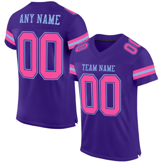 Maglia da calcio personalizzata in maglia blu-viola rosa-chiaro autentica Maglia da calcio personalizzata in maglia blu-viola rosa-chiaro autentica