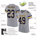 Maglia da football personalizzata in maglia blu navy e oro, grigio chiaro, autentica Maglia da football personalizzata in maglia blu navy e oro, grigio chiaro, autentica