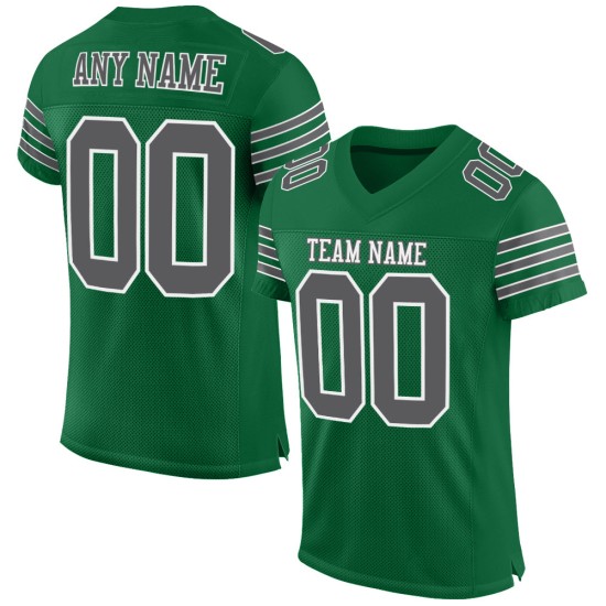 Maglia da football personalizzata Kelly Green in maglia autentica, grigio acciaio-bianco Maglia da football personalizzata Kelly Green in maglia autentica, grigio acciaio-bianco