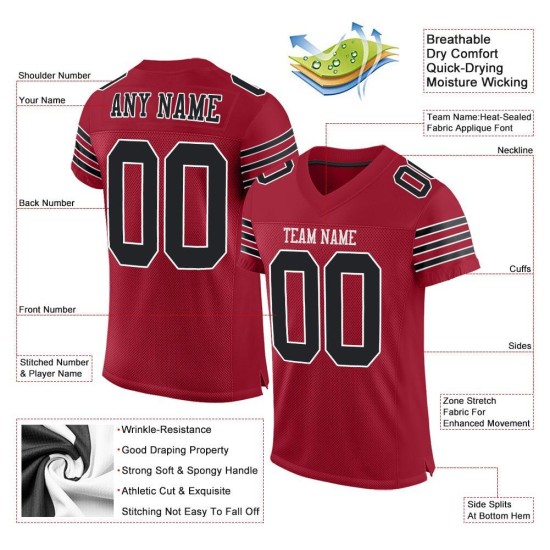 Maglia da calcio nera e bianca autentica Cardinal Custom Mesh Maglia da calcio nera e bianca autentica Cardinal Custom Mesh
