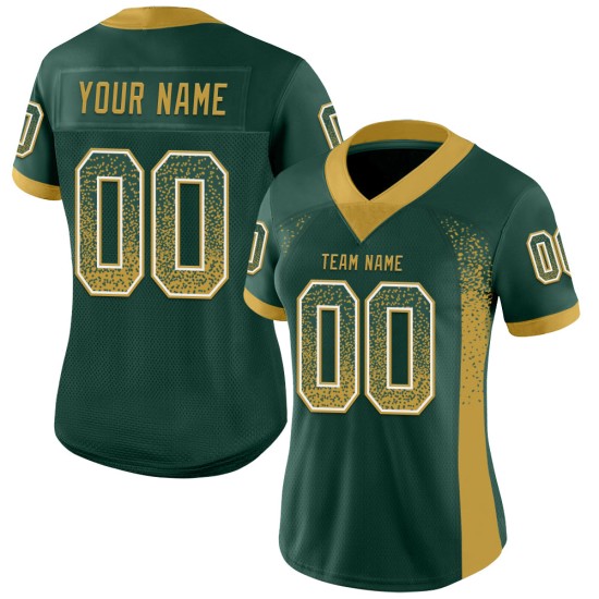 Maglia da football personalizzata Green Mesh Drift Fashion, oro antico e bianco Maglia da football personalizzata Green Mesh Drift Fashion, oro antico e bianco