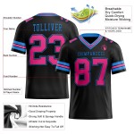 Maglia da calcio a rete blu autentica personalizzata rosa-nero polvere Maglia da calcio a rete blu autentica personalizzata rosa-nero polvere