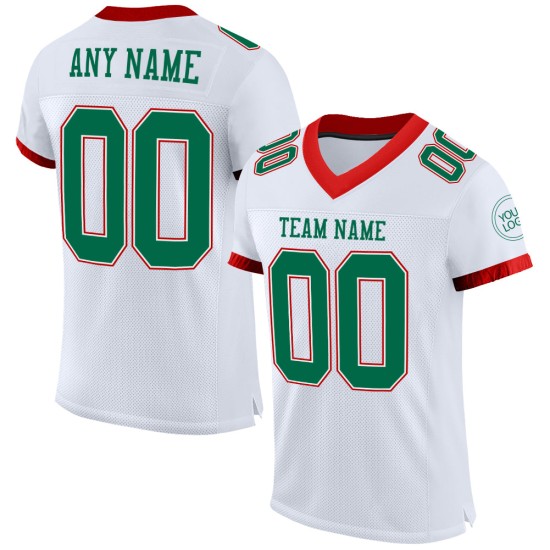 Maglia da calcio bianca personalizzata, maglia verde-rossa Kelly autentica Maglia da calcio bianca personalizzata, maglia verde-rossa Kelly autentica