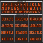 Maglia retrò da football americano, nera, personalizzata, blu-arancio, autentica Maglia retrò da football americano, nera, personalizzata, blu-arancio, autentica