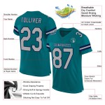 Maglia da calcio personalizzata grigio-blu navy, maglia verde acqua autentica Maglia da calcio personalizzata grigio-blu navy, maglia verde acqua autentica