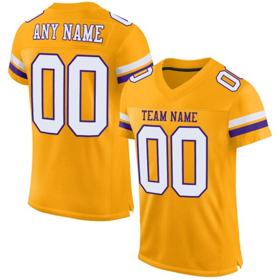 Maglia da calcio autentica personalizzata in maglia oro bianco-viola Maglia da calcio autentica personalizzata in maglia oro bianco-viola