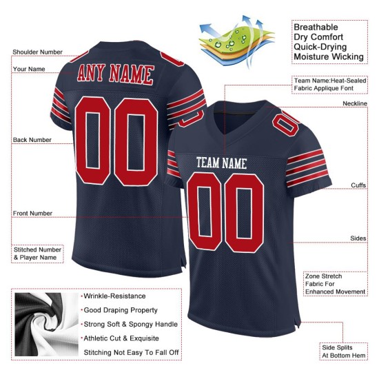 Maglia da football autentica della Marina Militare, personalizzata, rossa e bianca Maglia da football autentica della Marina Militare, personalizzata, rossa e bianca