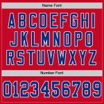Maglia da football americano vintage, blu royal e bianca, autentica, personalizzata, rossa Maglia da football americano vintage, blu royal e bianca, autentica, personalizzata, rossa