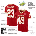 Maglia da football rossa, bianca, personalizzata, autentica, retrò, oro Maglia da football rossa, bianca, personalizzata, autentica, retrò, oro