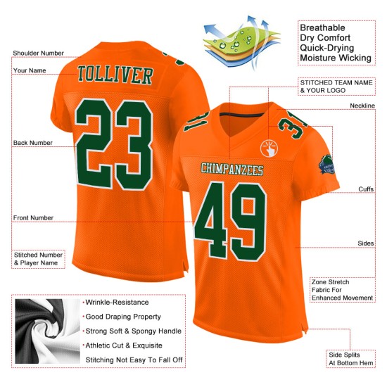 Maglia da calcio verde-bianca autentica arancione personalizzata Maglia da calcio verde-bianca autentica arancione personalizzata