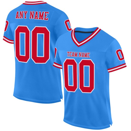 Maglia da football Powder Red-White Throwback, blu, personalizzata, autentica Maglia da football Powder Red-White Throwback, blu, personalizzata, autentica