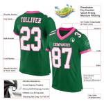 Maglia da football autentica bianca e rosa in mesh personalizzata Kelly Green Maglia da football autentica bianca e rosa in mesh personalizzata Kelly Green