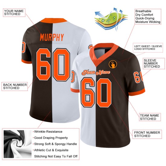 Maglia da football personalizzata arancione-bianca moda marrone divisa