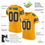 Maglia da football blu navy-cipria autentica personalizzata in oro Maglia da football blu navy-cipria autentica personalizzata in oro