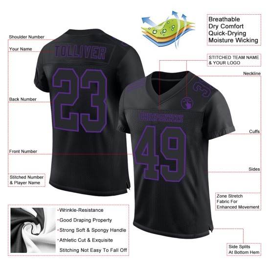 Maglia da calcio autentica viola nera personalizzata Maglia da calcio autentica viola nera personalizzata