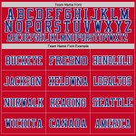 Maglia da football americano vintage, blu royal e bianca, autentica, personalizzata, rossa Maglia da football americano vintage, blu royal e bianca, autentica, personalizzata, rossa