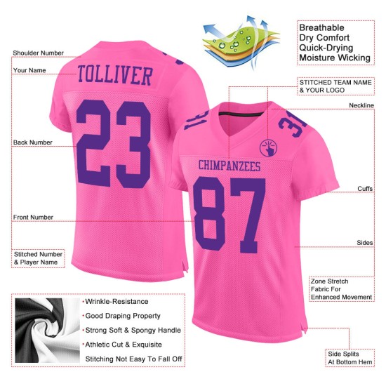 Maglia da calcio personalizzata autentica viola in rete rosa Maglia da calcio personalizzata autentica viola in rete rosa